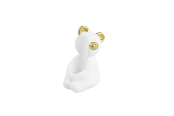 Bearhug kandelaar - 6x5x8 cm - wit/goud