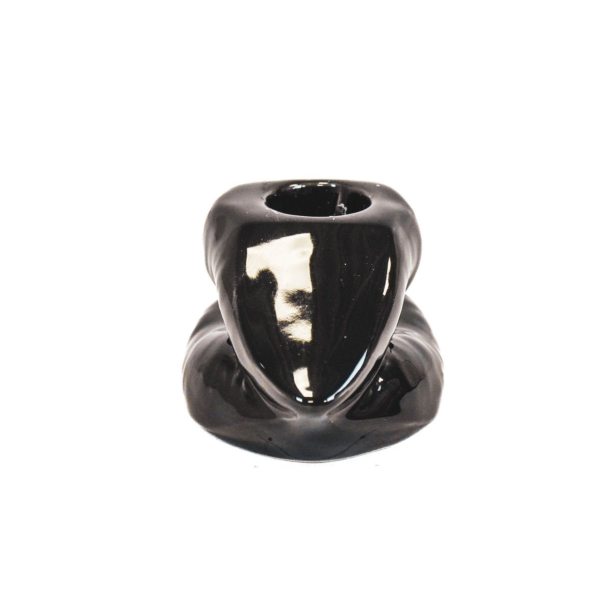 Kaarshouder - Lip - Keramiek - Zwart - 10,5x6,5x5,5cm