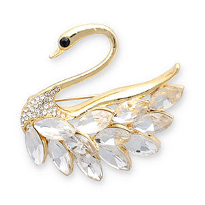 Statement broche - Zwaan Gold-white