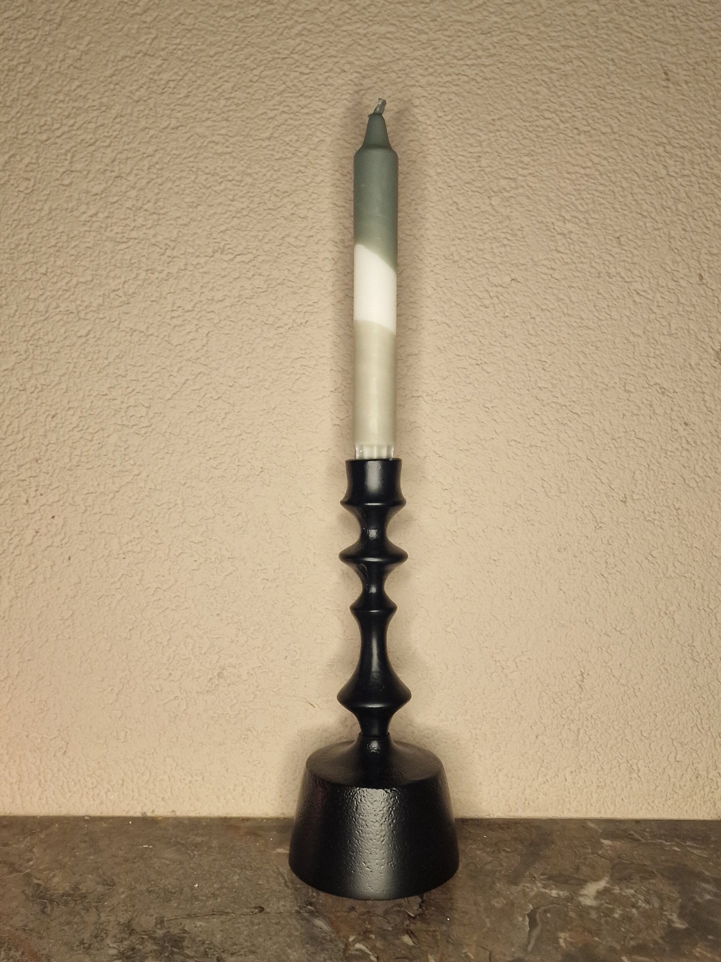 Kandelaar metaal - 9cm x 22cm - zwart