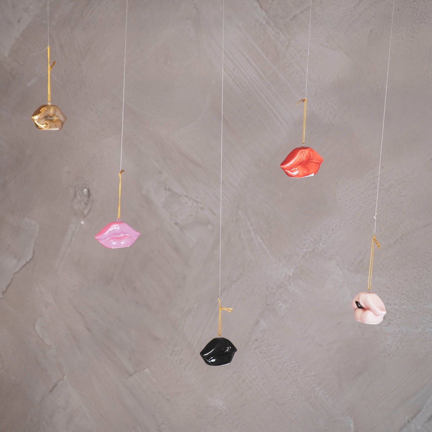 Xmas hanger - Lip - Keramiek - Neon Roze - 6,5x2x4cm