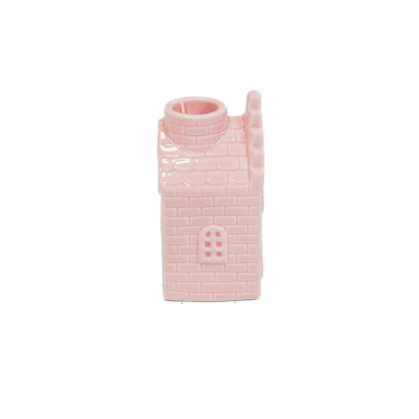 Kandelaar - Huis - Keramiek - Roze - 6x6x11cm