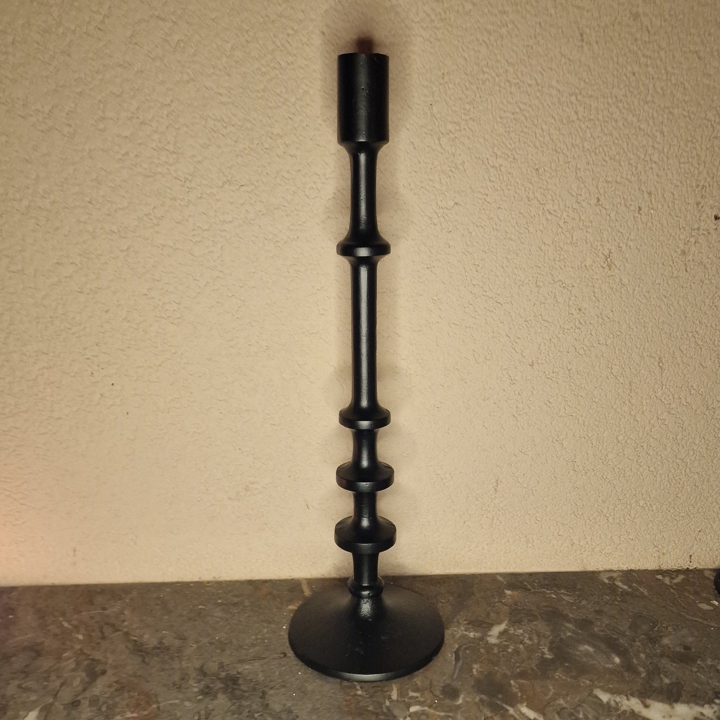 Kandelaar metaal - 12,5 cm x 41,5 cm - zwart