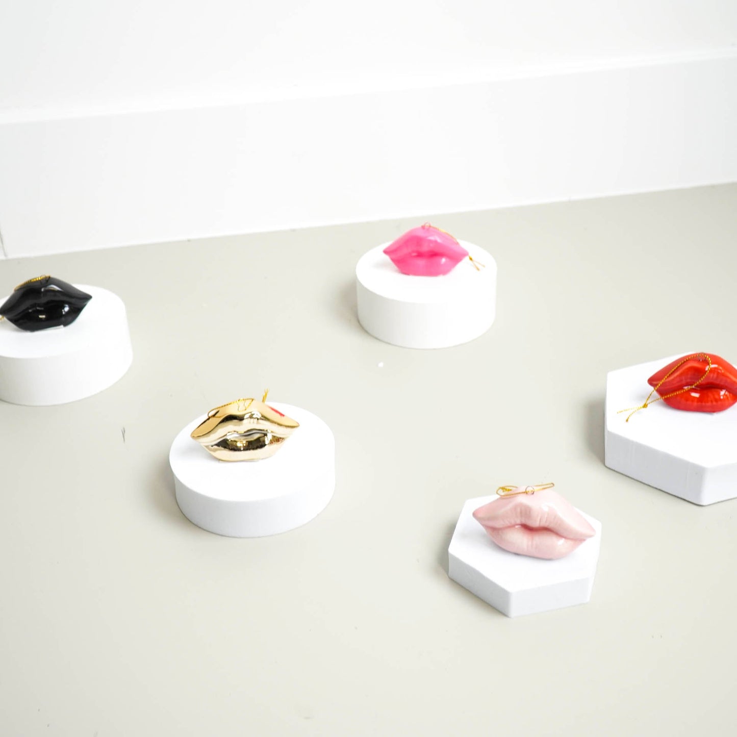 Xmas hanger - Lip - Keramiek - Goud - 6,5x2x4cm