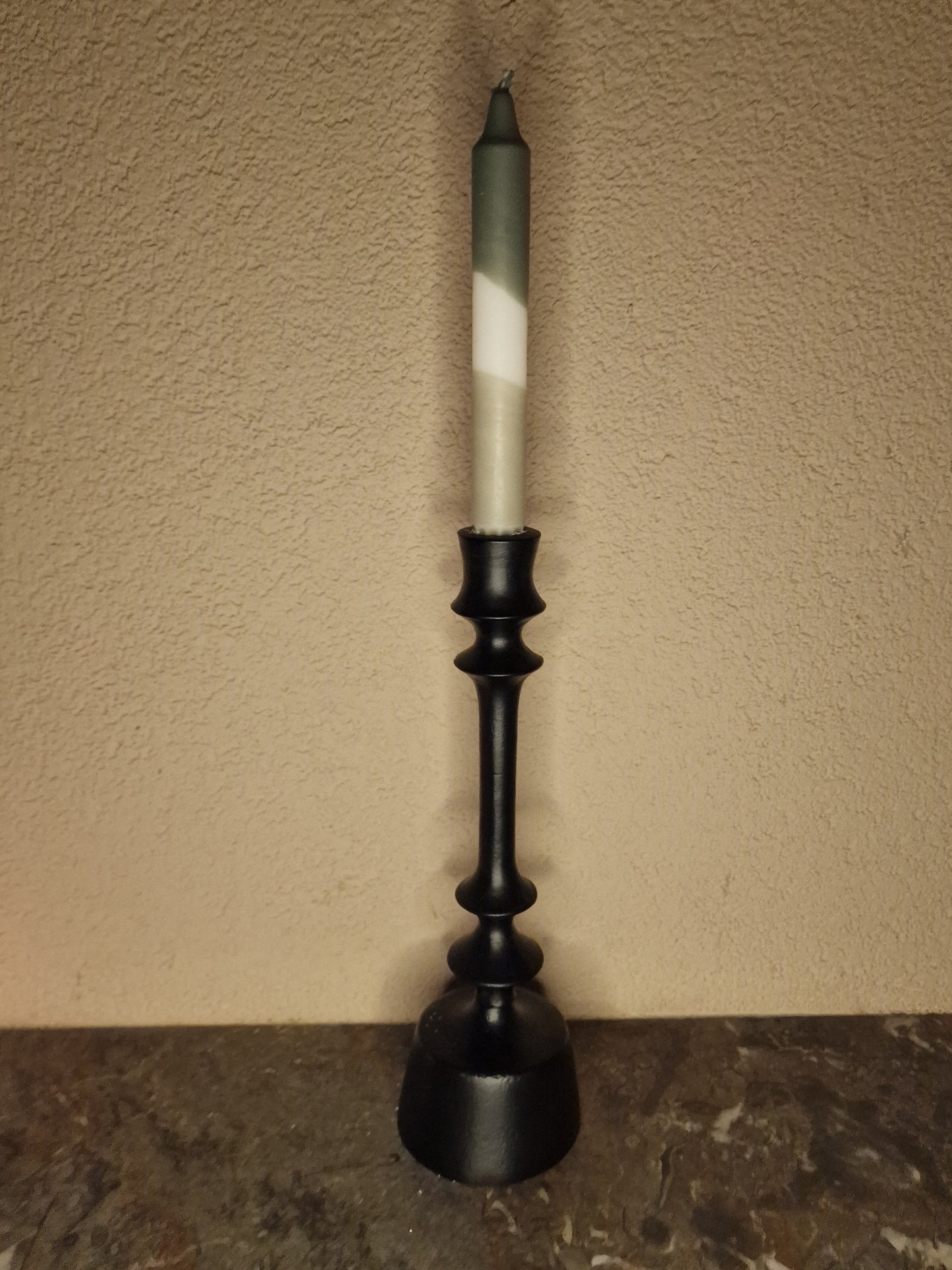 Kandelaar metaal - 9cm x 30cm - zwart