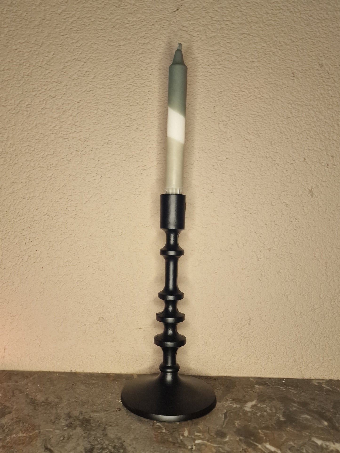 Kandelaar metaal - 12cm x 27cm - zwart