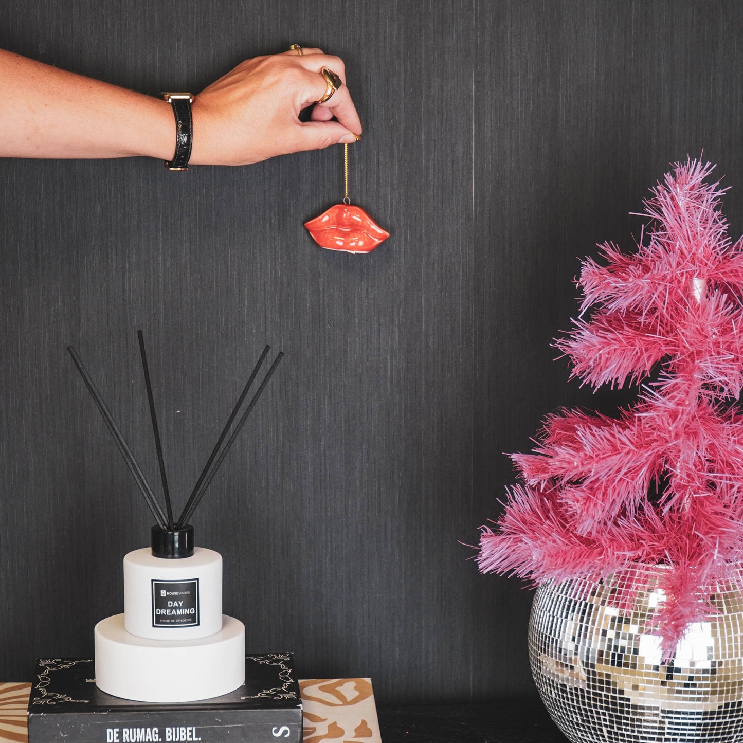 Xmas hanger - Lip - Keramiek - Rood - 6,5x2x4cm