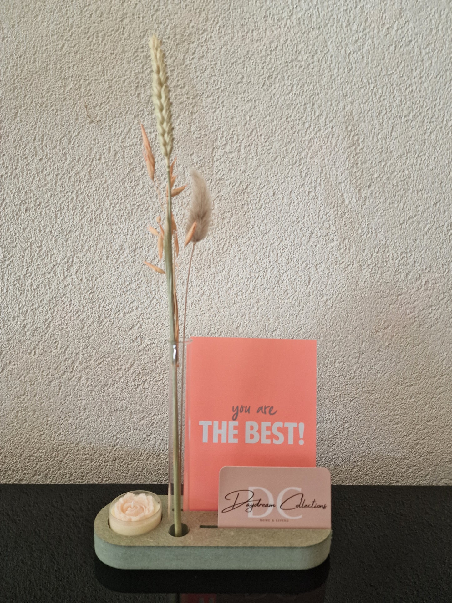 Giftset Bloem- en kaarshouder groen