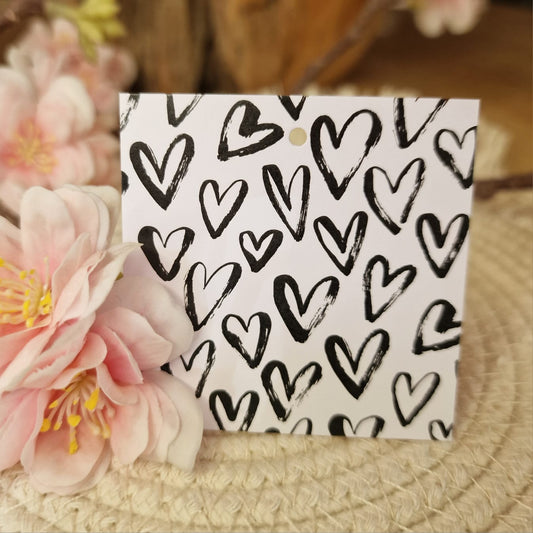 Cadeaulabel 'Hartjes' zwart/wit