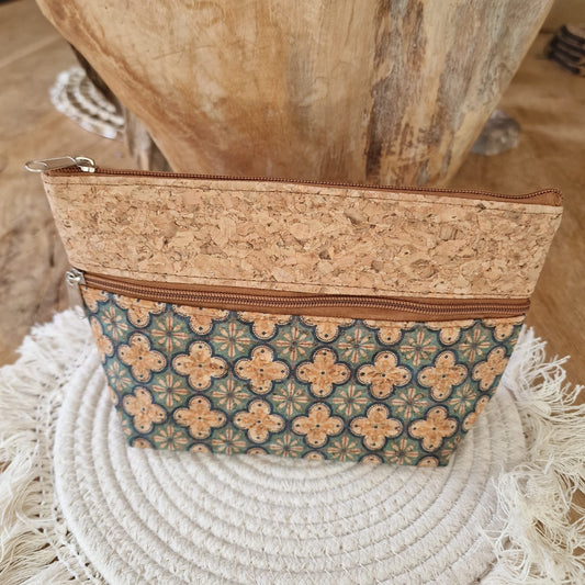 Etui kurk - Bruin/turquoise print