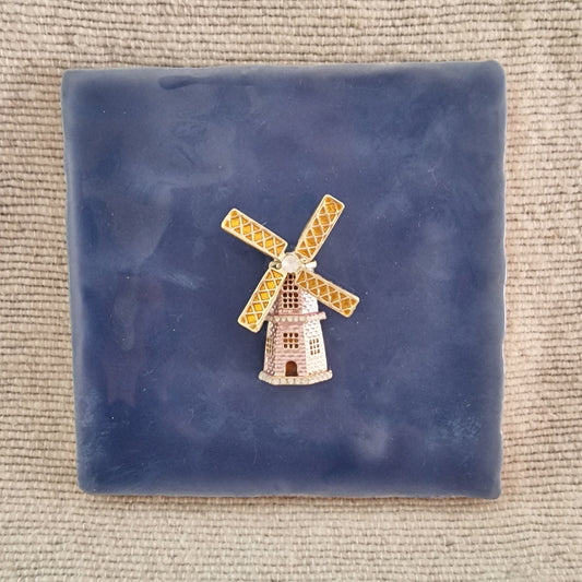 Tegeltje - 3D - Molen - Blauw