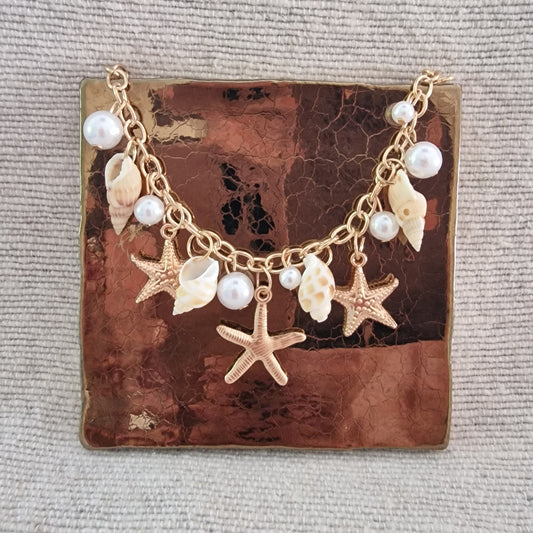 Tegeltje - 3D - Zee ketting - Brons