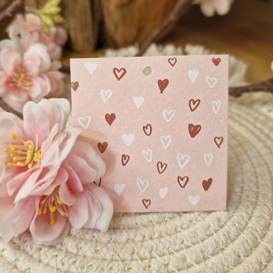 Cadeaulabel 'Hartjes' roze