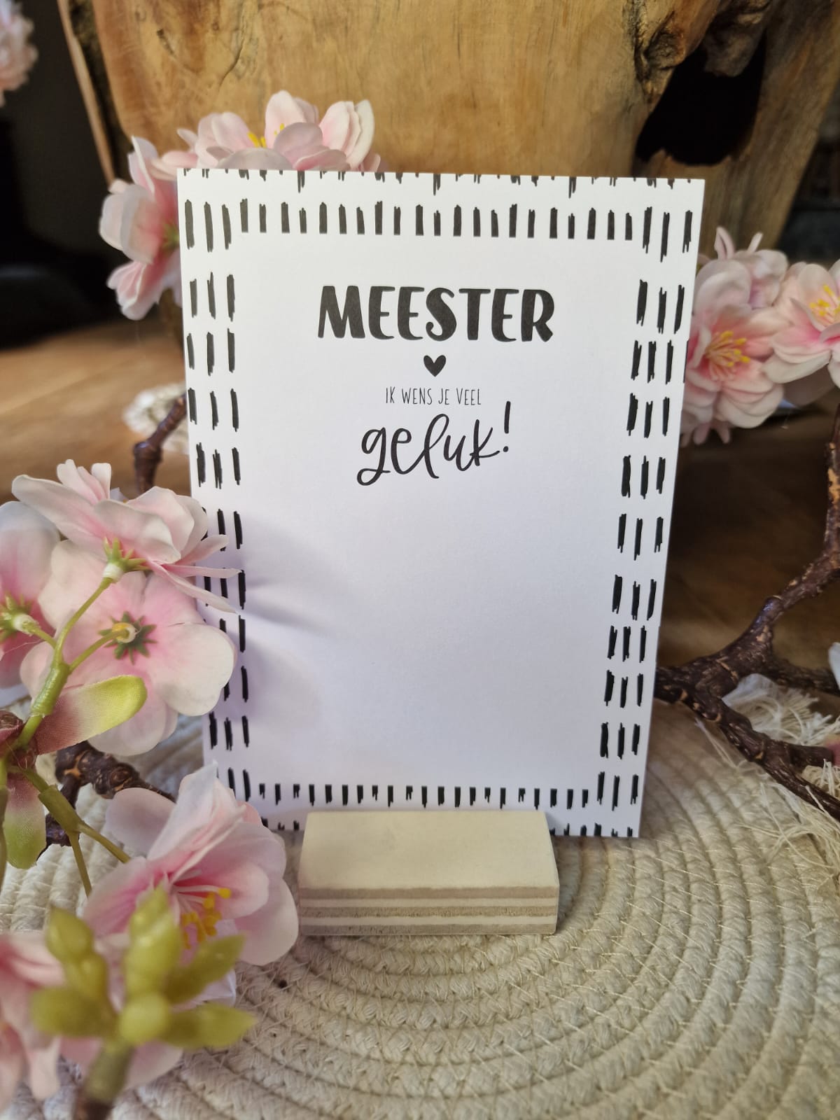 Ansichtkaart 'Meester, ik wens je veel geluk!'