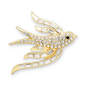 Statement broche - Zwaluw Gold-white