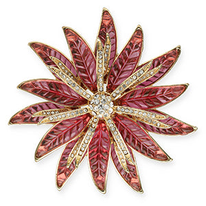 Statement broche - Bloem Gold-pink transparant