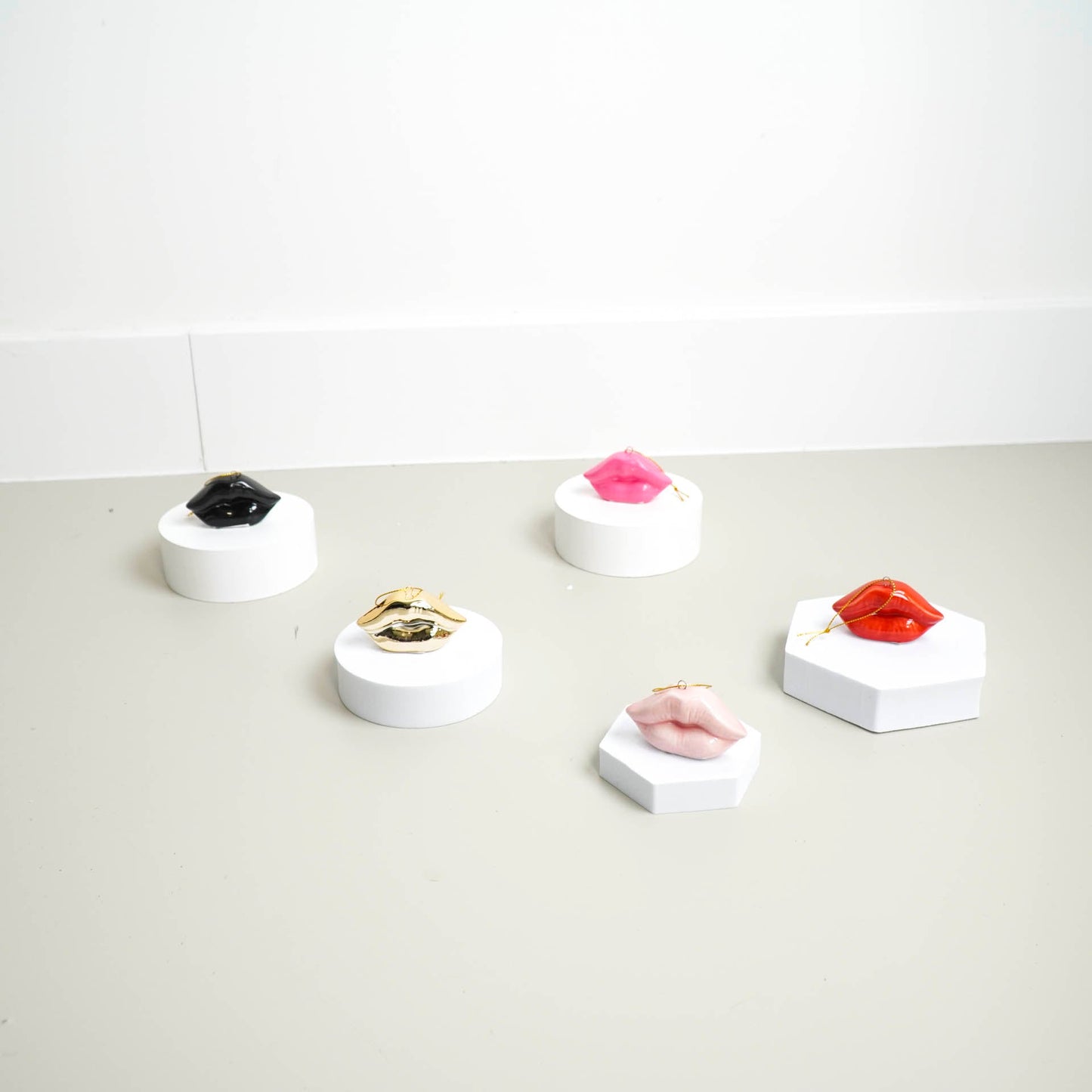 Xmas hanger - Lip - Keramiek - Light Pink - 6,5x2x4cm