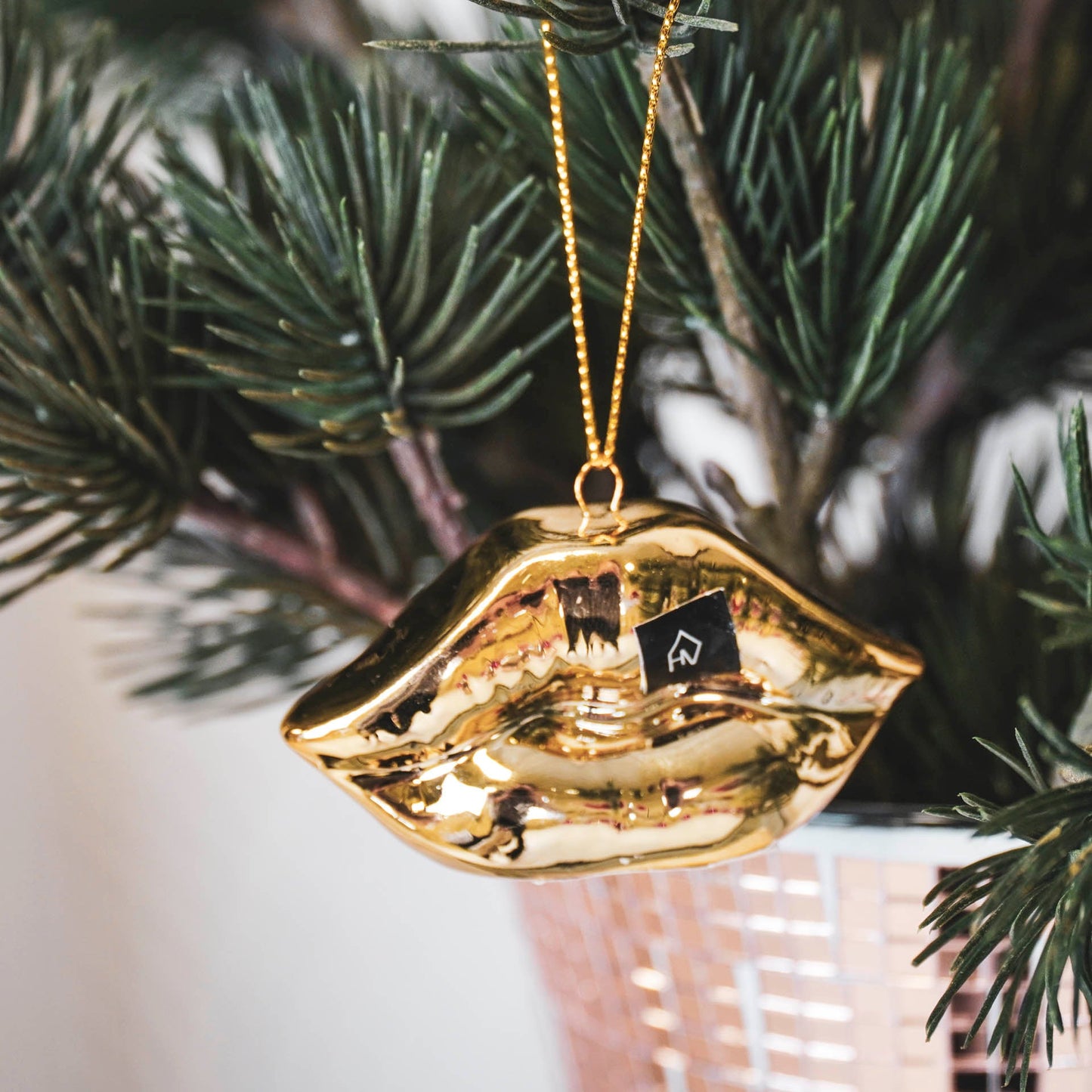 Xmas hanger - Lip - Keramiek - Goud - 6,5x2x4cm