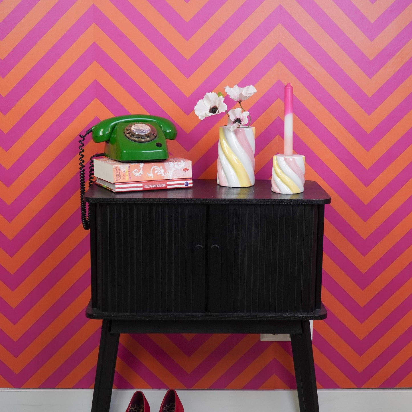 Kandelaar - Marshmellow -Yellow/Pink/White - 8,5x8,5x9cm