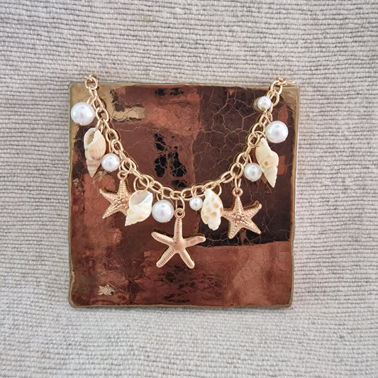 Tegeltje - 3D - Zee ketting - Brons