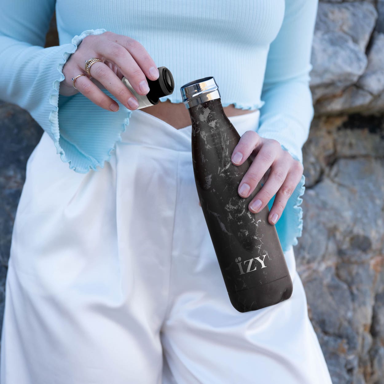 IZY - Thermosfles 500ml - Marmer Zwart