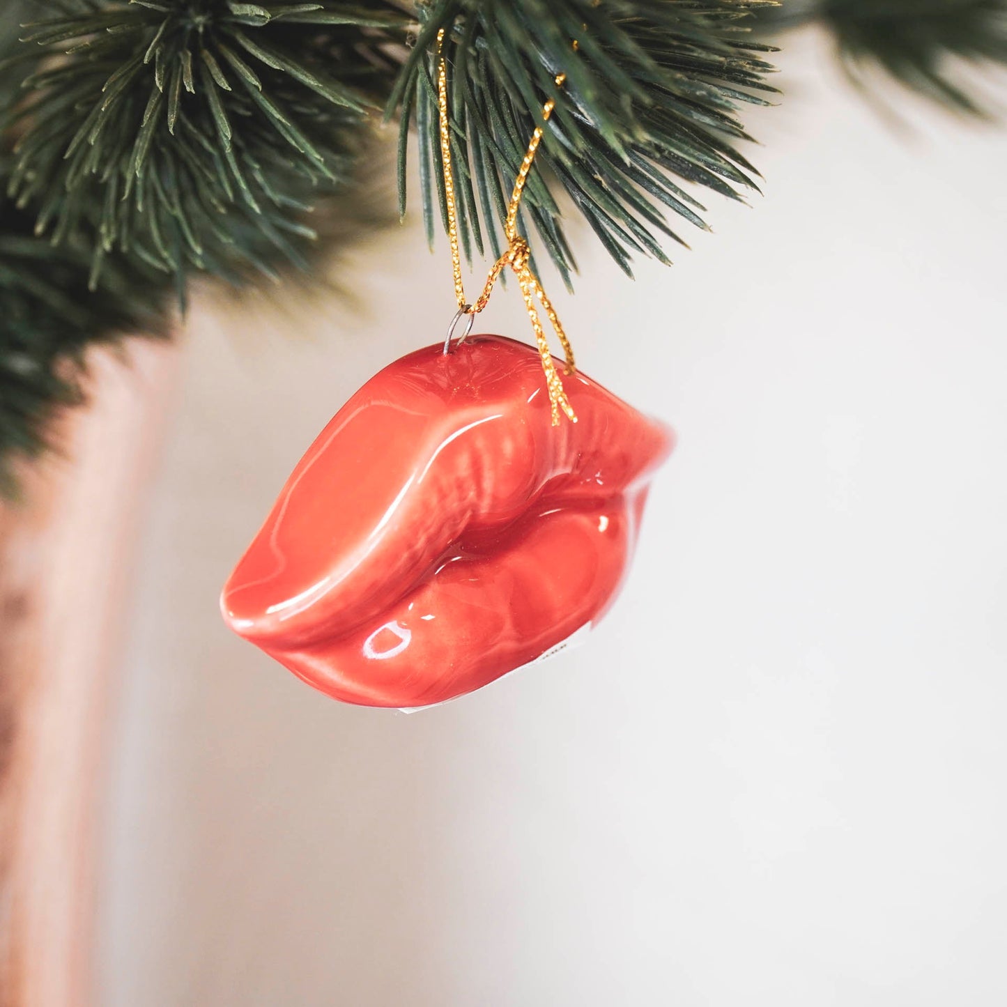 Xmas hanger - Lip - Keramiek - Rood - 6,5x2x4cm