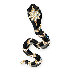 Statement broche - Slang Gold-black-transparent