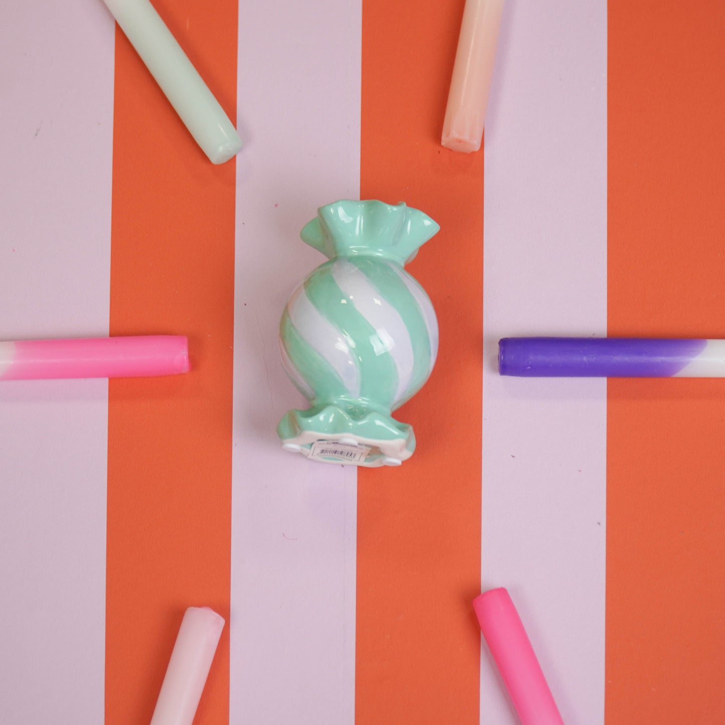 Kandelaar - Ronde toffee - Mint -8,5x8,5x13 cm