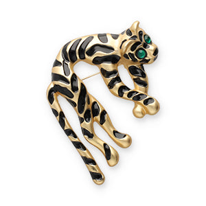 Statement broche - Tijger Gold-black-green
