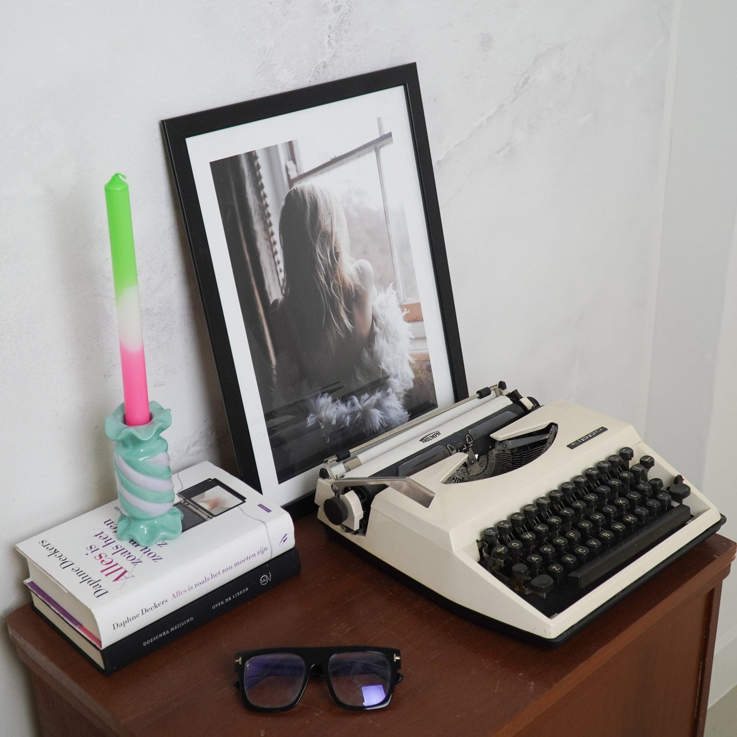 Kandelaar - Toffee Candy - Mint -7,5x7,5x13 cm