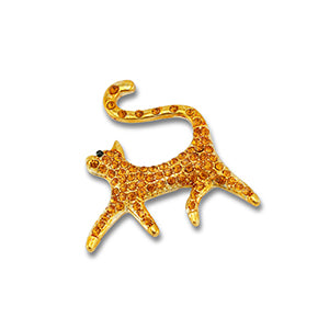 Statement broche - Cat Gold Orange
