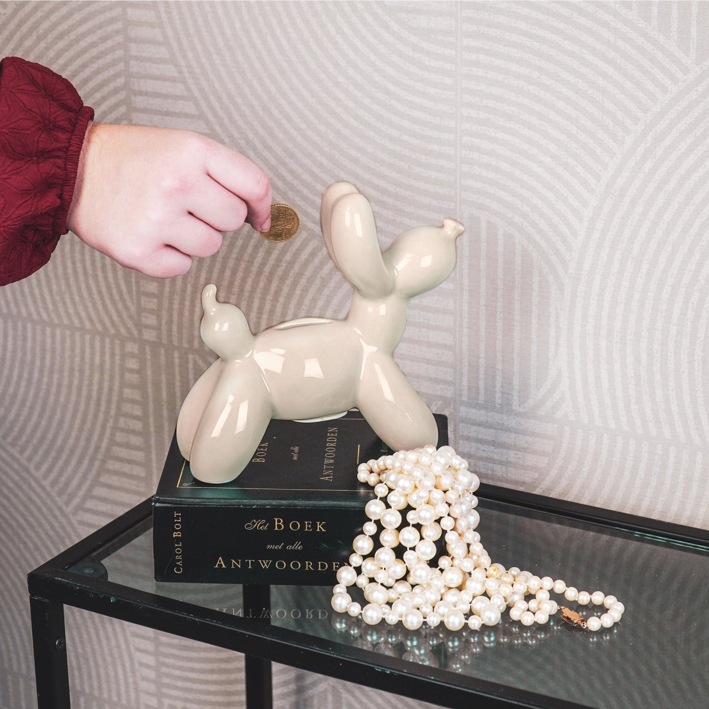 Spaarpot - Balloon Dog - Sand - 17x7x17cm